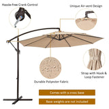 10FT Patio Offset Umbrella, Outdoor Cantilever Umbrella with Easy Tilt Adjustment & 8 Ribs