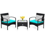 3 Pieces Patio Rattan Conversation Set - Tangkula