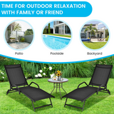 Tangkula Outdoor Patio Chaise Lounge Chairs, Reclining Lounge Chairs with 5-Position Adjustable Backrest & Breathable Fabric
