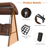 Tangkula 3-Seater Porch Swing, Outdoor Swing with Adjustable Tilt Canopy & Removable Soft Cushions
