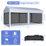 Tangkula 10FT x 20FT Pop-Up Canopy, UV Screen House Party Tent with Removable Sidewalls