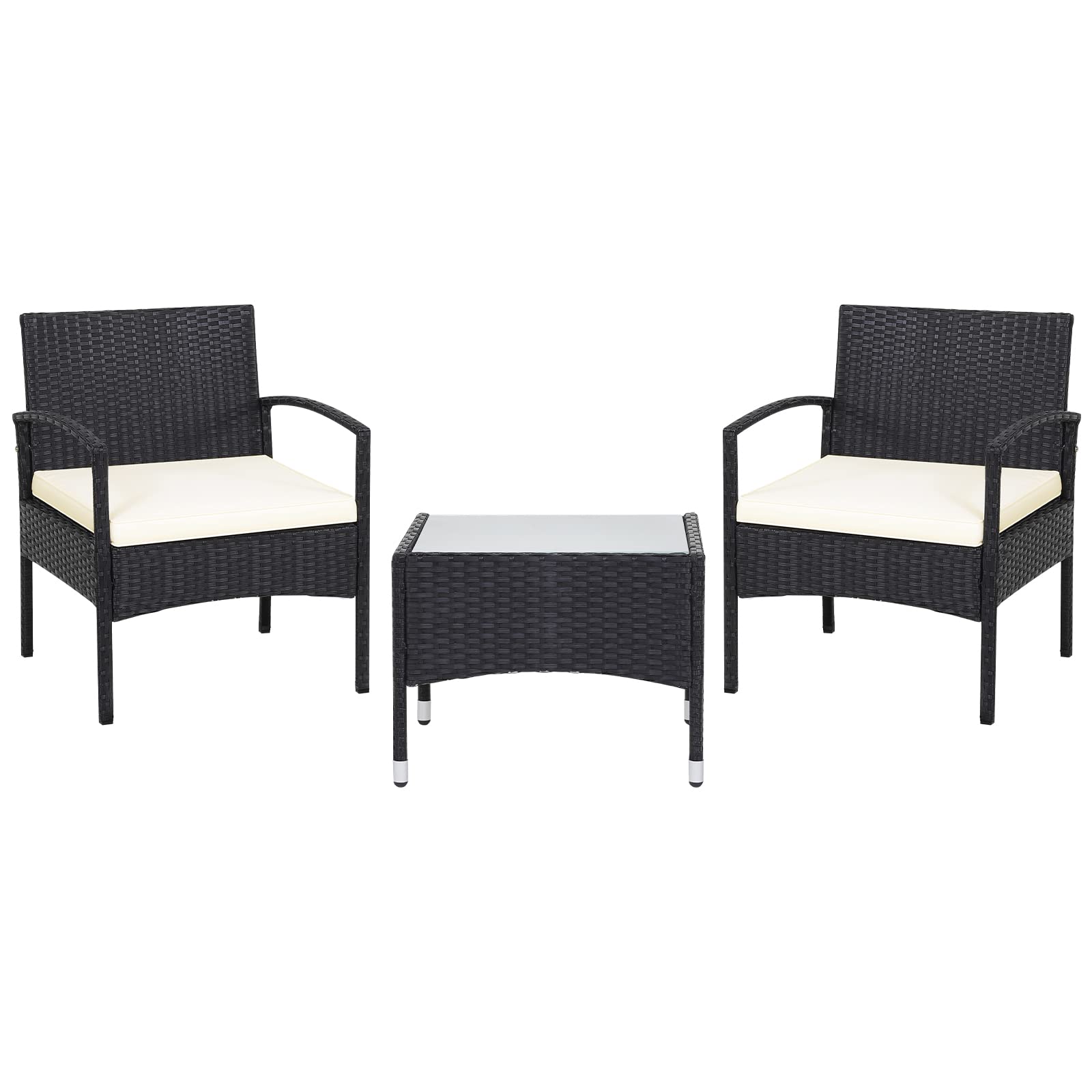 3 Pieces Patio Rattan Conversation Set - Tangkula