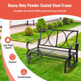Tangkula 2-Person Outdoor Glider Bench, Swing Seat Bench with Seat & Back Cushions, Sturdy Rustproof Steel Frame