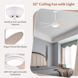 Tangkula 52 Inch Ceiling Fan with Lights, Indoor Modern LED Ceiling Fan