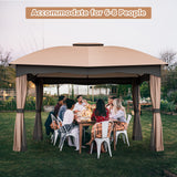 Tangkula 12x10 Ft Patio Gazebo, Double Vented Gazebo with Zippered Privacy Curtains