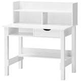 Tangkula White Computer Desk with Hutch, Home Office Writing Desk