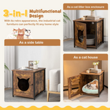 Tangkula Cat Litter Box Enclosure, Cat House End Table Nightstand