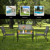 Tangkula 4 Pieces Patio Furniture Set, Outdoor Sectional Conversation Set