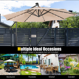 Tangkula 10 ft Cantilever Umbrella w/32 Solar-Powered LED Lights, Functional Tilting System & Hand-Crank Mechanism