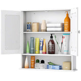 Tangkula Bathroom Cabinet Wall Mounted with Double Mirror Doors