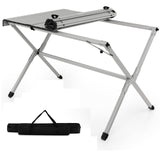 Tangkula 3.6ft Portable Picnic Table, 6 Person Heavy Duty Aluminum Roll Up Camping Table with Carry Bag