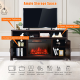 Tangkula Electric Fireplace TV Stand, 59 Inches TV Console