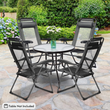 Folding Patio Dining Chairs Set of 2, Grey - Tangkula