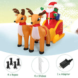 Tangkula 7.5 FT Christmas Inflatable Lighted Santa Claus on Sleigh with Reindeers & Gift Boxes