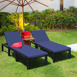 Tangkula Patio Wicker Lounge Chair, Outdoor Rattan Adjustable Reclining Backrest Lounger Chairs