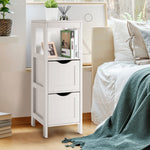 Side Floor Cabinet with 2 Switchable Drawers - Tangkula
