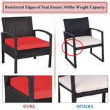 3 Pieces Patio Wicker Conversation Set, Outdoor Rattan Furniture with Washable Thick Cushion & Coffee Table