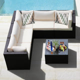 6 Pieces Patio Furniture Set, Outdoor Rattan Sofa Set, Wicker Conversation Set