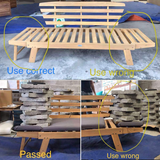 Tangkula Acacia Wood Patio Convertible Couch Sofa Bed with Adjustable Armrest