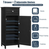 Bathroom Floor Cabinet, Wooden Side Storage Organizer Unit