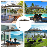 Tangkula 10 FT Patio Offset Umbrella with 8 Ribs, Outdoor Cantilever Umbrella with Cross Base and Crank