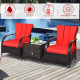Tangkula 3-Piece Patio Conversation Set, Outdoor Wicker Furniture Set
