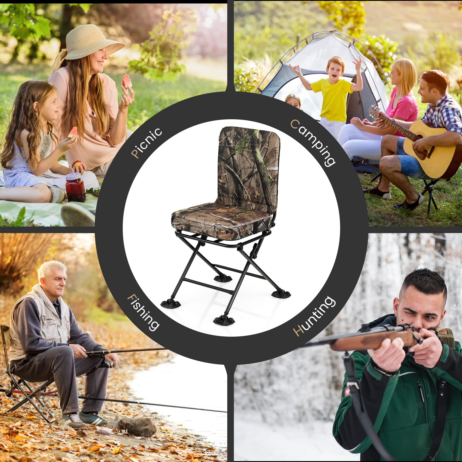 Tangkula Hunting Chair 360 Degree Swivel Hunting Blind Chair with