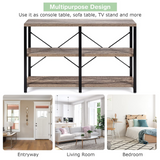 Tangkula Rustic Console Sofa Table, 3 Tier Console Table with Shelves, Industrial Foyer Table with Adjustable Feet, Living Room TV Stand