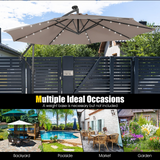 Tangkula 10 ft Cantilever Umbrella w/32 Solar-Powered LED Lights, Functional Tilting System & Hand-Crank Mechanism