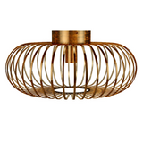 Tangkula Metal Flush Mount Ceiling Light, Antique Brass Metal Ceiling Pendant Light with Strong Arc Iron Lamp-shade