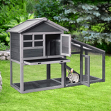 Tangkula Rabbit Hutch Indoor Outdoor, Wooden Chicken Coop, Bunny Hutch with Run