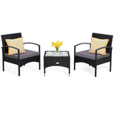 3 Pieces Patio Rattan Conversation Set - Tangkula