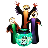 Tangkula 8 FT Inflatable Halloween Witches Holding Cauldron, Quick Blow up Halloween Sorceresses