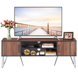 Tangkula Retro TV Stand for 60'' TV, Modern Entertainment Center for Flat Screen TV Cable Box Gaming Consoles(Walnut)