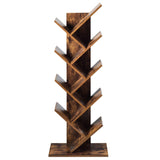 Tangkula 55-Inch Tree Bookshelf, 9-Shelf Free Standing Tree Bookcase(Rustic Brown)