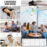 Tangkula 52 Inches Ceiling Fan with Remote Control, Indoor Ceiling Fan with 2 Downrods