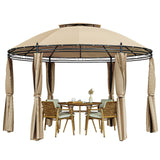 Tangkula 11.5x11.5 ft Round Patio Gazebo, 2-Tier Dome Gazebo with Removable Side Curtains