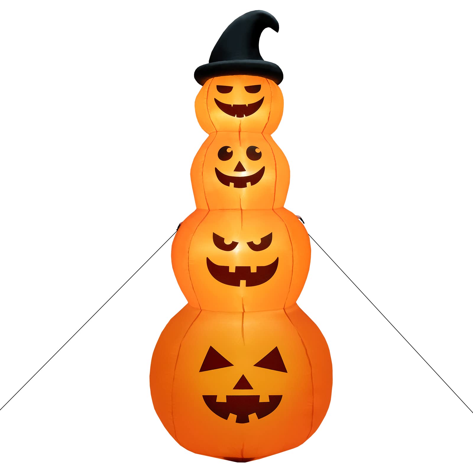 Tangkula 8 FT Halloween Inflatable Pumpkin, 4 Pumpkins Stack Halloween Decorations