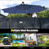 Tangkula 10 ft Cantilever Umbrella w/32 Solar-Powered LED Lights, Functional Tilting System & Hand-Crank Mechanism