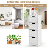 Tangkula Bathroom Floor Cabinet with 4 Drawers, 12 x 12 x 33 Inch