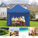 Tangkula 10x10ft Ez Pop up Canopy Tent, Commercial Instant Canopy with 8 Removable Zippered Sidewalls & Extended Awning