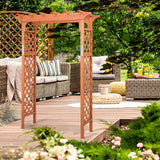 88-Inch Wooden Garden Arbor with Trellis, Decoration Outdoor Rose Arbor with Metal Connection