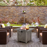 Tangkula 28 Inches Propane Fire Pit, Patiojoy 40,000 BTU Gas Fire Pit Table with Lid