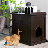 Tangkula Litter Box Enclosure, Cat Litter Box Furniture Hidden with Large Drawer, 2 Doors