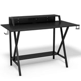 Tangkula Gaming Computer Desk with Monitor Shelf, Gaming Table Workstation with Cup Holder