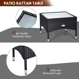 Tangkula 3 PCS Patio Wicker Rattan Furniture Set, Rattan Chair with Coffee Table