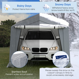 Tangkula 10x16Ft Heavy-Duty Carport, Outdoor Portable Garage with Reinforced Triangular Beams, Galvanized Steel Frame