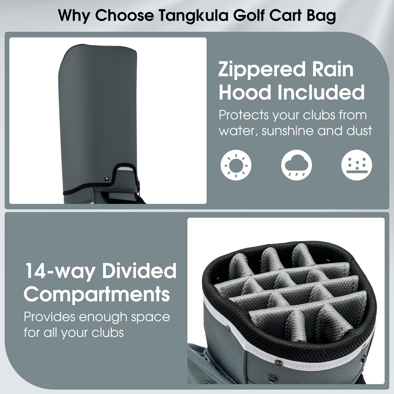 golf cart bag rain hood Tangkula Golf Cart Bag with 14 Dividers, Lightweight Golf Cart Bag – tangkula