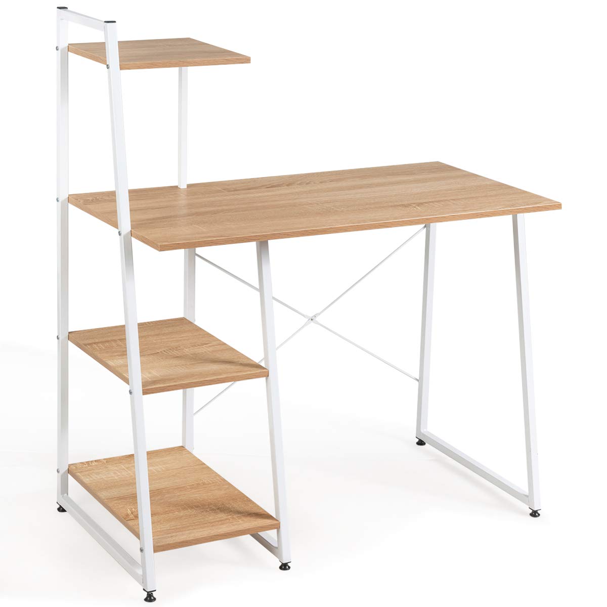 Computer Desk with 4 Tier Shelves - Tangkula