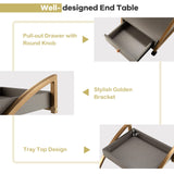 Tangkula Rolling End Table, 2-Tier Side Table w/Tray Top, Pull-Out Drawer & Lockable Casters